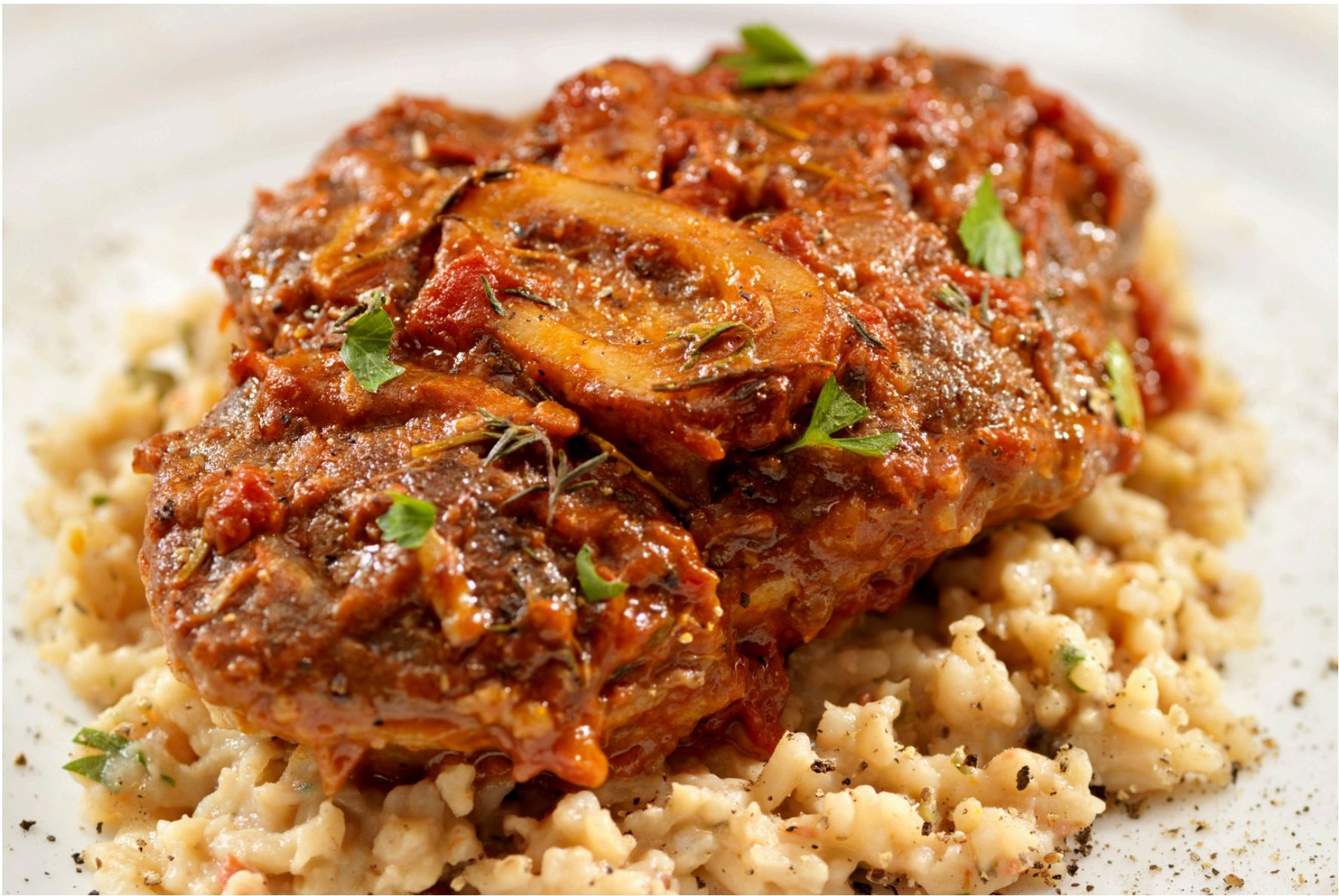 Osso buco dish with rice